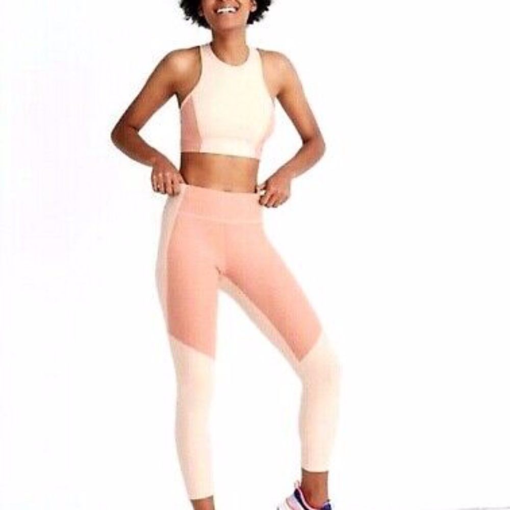 Outdoor Voices 3/4 Warmup Leggings Womens Rose Teracotta Colorblock EUC Size S